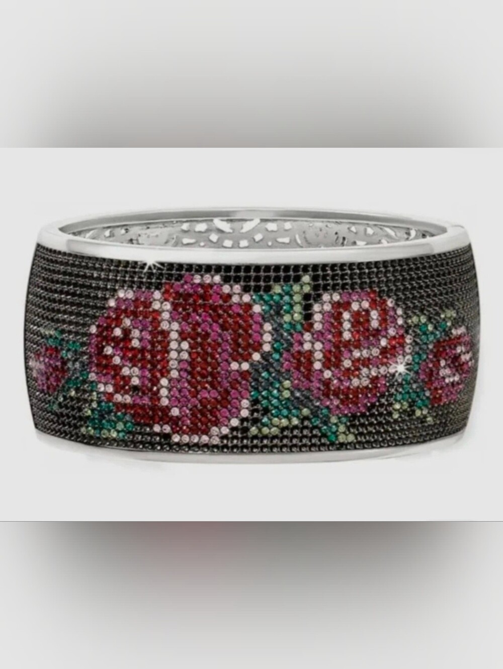 New Brighton Victorian Rose hinged bracelet bangle with 635 crystals $198